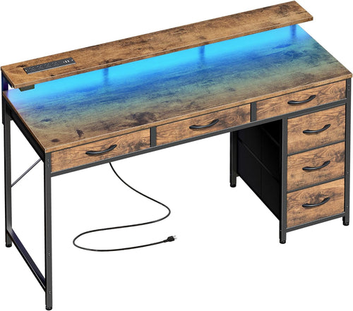 47Inch Gaming Desk With Led Lights For Home Office