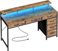 47Inch Gaming Desk With Led Lights For Home Office