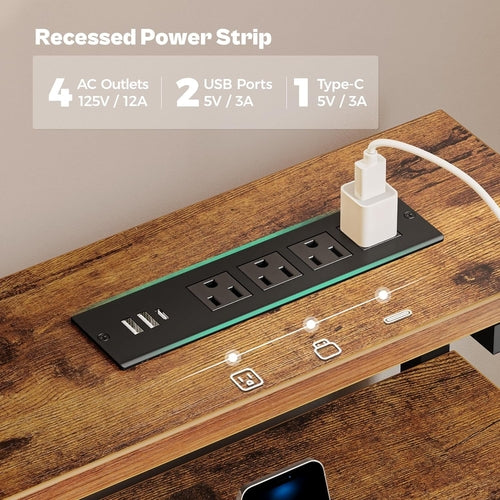 47Inch Gaming Desk With Led Lights For Home Office