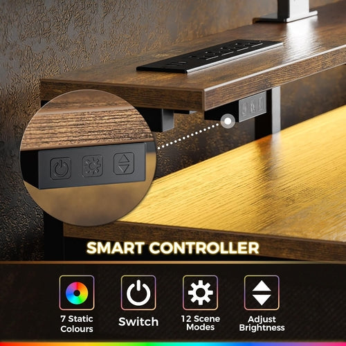 47Inch Gaming Desk With Led Lights For Home Office